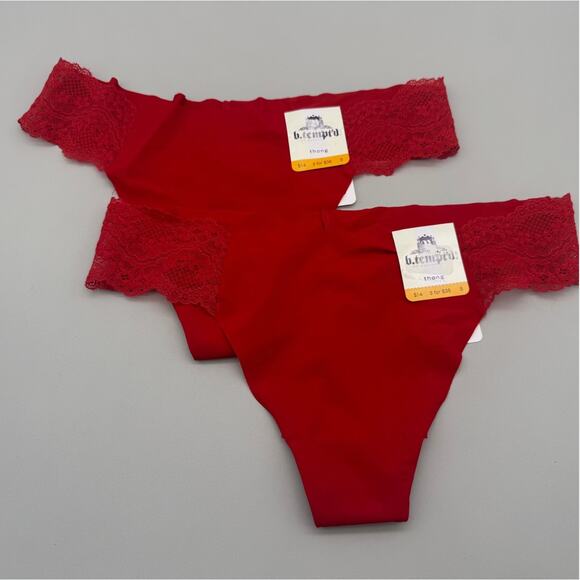 B.Tempt'd by Wacoal Panties Small Red Cheeky High Waist Thong Lace Lot of 5 - Picture 4 of 6